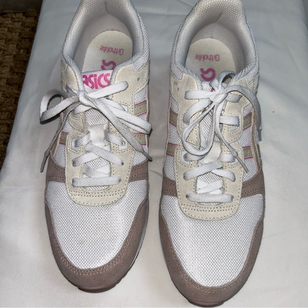 Asics Lyte Classic Oatmeal/White/Pink Shoe Sz 11-NWOB
